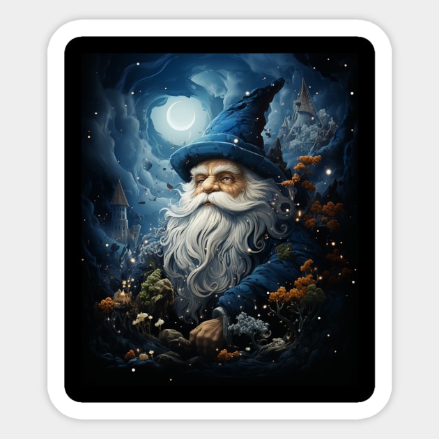 Surrealism Starry Night Gnome Sticker by Spit in my face PODCAST